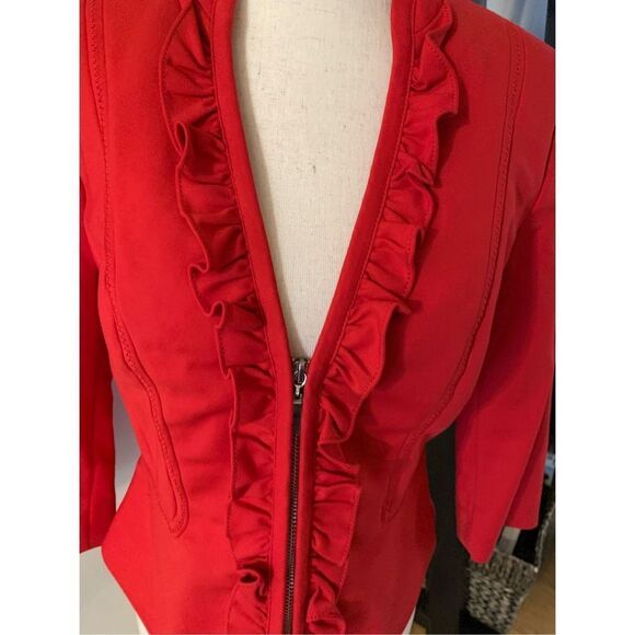 White House black market red styling ruffles size 4 - Picture 2 of 7